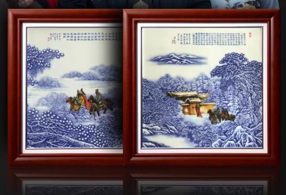 张松茂《三顾茅庐》瓷板画套