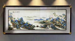 俞元芬大师非遗苏绣《千里江山图》框中